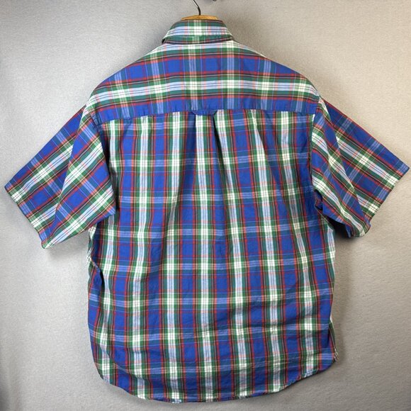 Pendleton Short Sleeve Camp Shirt Mens Size M Seaside‎ Cotton Plaid Blue & Green - Picture 9 of 11